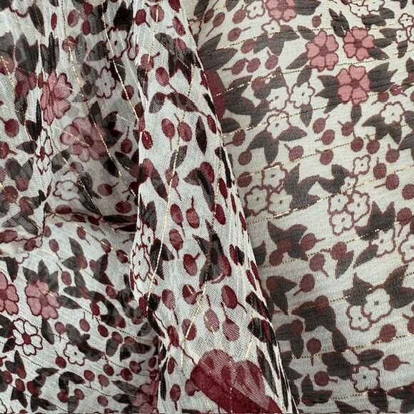 Shoshanna Ossia Silk Ruffled Blouse Gold Metallic Detail Floral Sheer Size Small - Picture 8 of 14